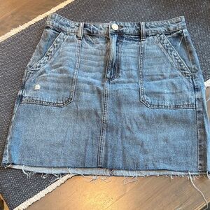 Kut from the Kloth Frayed Hem Denim Mini Skirt